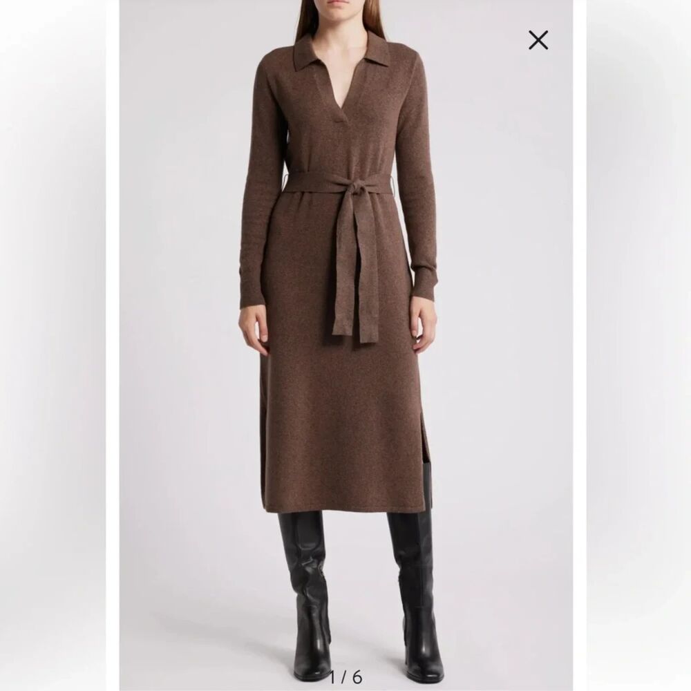 Faherty Jackson Sweater Dress in Mocha Heather Size Large